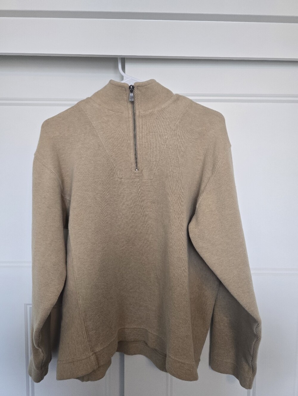 Tommy Bahama Women's Tan Ribbed Quarter Zip Pullover Sweater Medium (8/10)